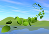 葉が風に飛ぶ | 池 | 山 | 環境・自然・エネルギー・災害 - 環境イメージ｜フリーイラスト素材