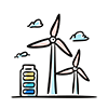 Free illustration of a wind turbine and battery. 