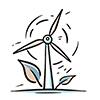Free illustration of a wind turbine and leaves. 