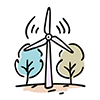 This free illustration depicts a windmill standing among trees. 