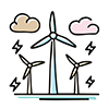 Free illustration of wind power generation with a lightning bolt. 