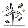 Free illustration of a wind turbine and falling leaves. 