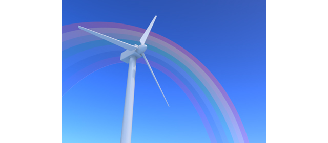 風力タービン/虹 | 発電エネルギー - エネルギー / 地球 / 自然 / 環境 / 写真 / イラスト / フリー素材 / ダウンロード