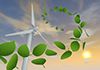 葉が舞う｜夕暮れ｜風力発電機 | 環境・自然・エネルギー・災害素材 - 環境イメージ｜フリーイラスト素材