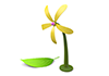 葉っぱ｜花びら型｜風力発電機 - 環境イメージ｜フリーイラスト素材