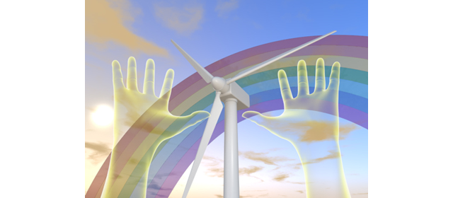 風力タービン｜虹｜太陽｜手 | 環境 | 自然 | エネルギー | 災害 - エネルギー / 地球 / 自然 / 環境 / 写真 / イラスト / フリー素材 / ダウンロード