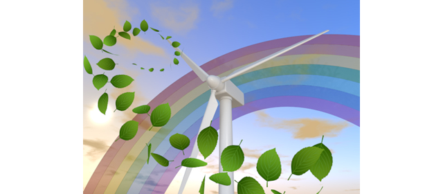 Rainbow | Leaves | Wind Turbine | Environment | Nature | Energy | Disasters-Energy / Earth / Nature / Environment / Photos / Illustrations / Free Materials / Download
