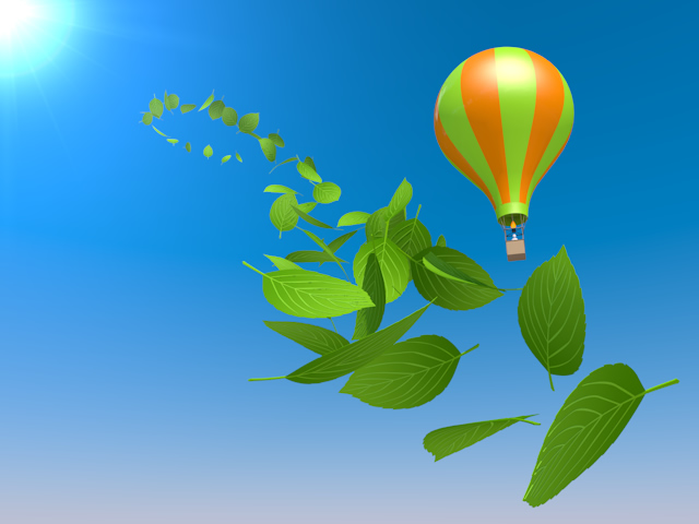 気球 | 太陽 | 風 | 葉っぱ | 環境・自然・エネルギー・災害素材 - エネルギー / 地球 / 自然 / 環境 / 写真 / イラスト / フリー素材 / ダウンロード