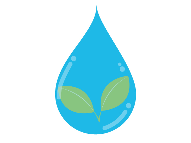 葉っぱ | 水滴 | 青色 | 環境 | 自然 | エネルギー | 災害 - 汚染/工場/環境/地球/自然/きれい/イラスト/無料/クリップアート