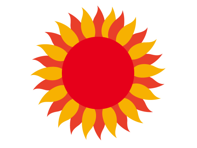 太陽 | 赤色 | 環境・自然・エネルギー・災害 - 汚染/工場/環境/地球/自然/きれい/イラスト/無料/クリップアート