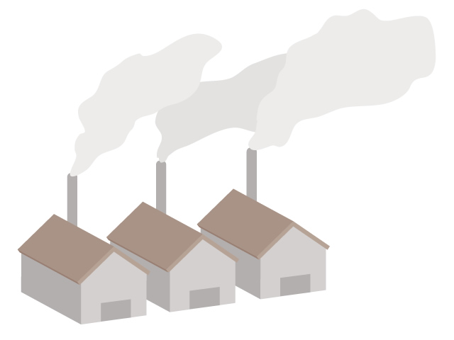 煙 | 工場 | 汚染素材 | 環境・自然・エネルギー・災害 - 汚染/工場/環境/地球/自然/きれい/イラスト/無料/クリップアート