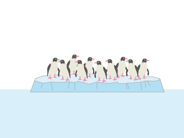 南極 | ペンギン | 温暖化  | 環境・自然・エネルギー・災害 - 汚染/工場/環境/地球/自然/きれい/イラスト/無料/クリップアート