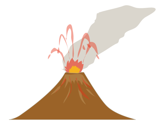 火山 | 噴火 | 爆発 | 災害 | 溶岩 | 環境 | 自然 | エネルギー | 災害 - 汚染/工場/環境/地球/自然/きれい/イラスト/無料/クリップアート
